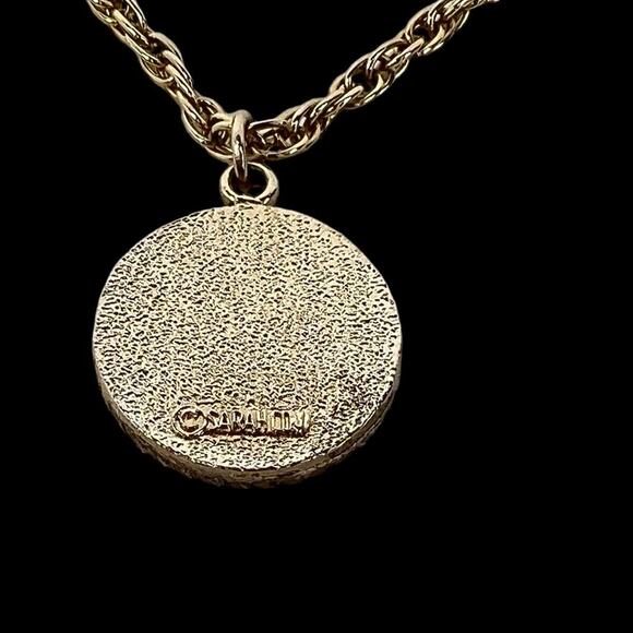 Sarah Coventry Mosaic Necklace Round Pendant and Clip Earrings Set Colorful Vtg - Picture 11 of 12